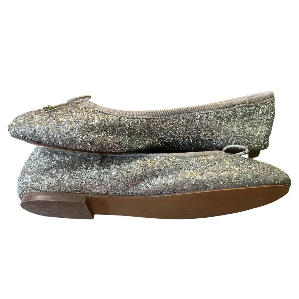 Sam Edelman Girls Silver Glitter Felicia Ballet Flats Size 4